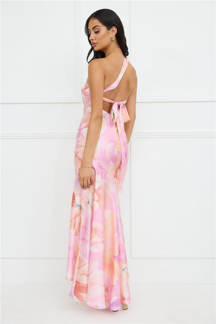 Serene Glow One Shoulder Satin Maxi Dress Purple