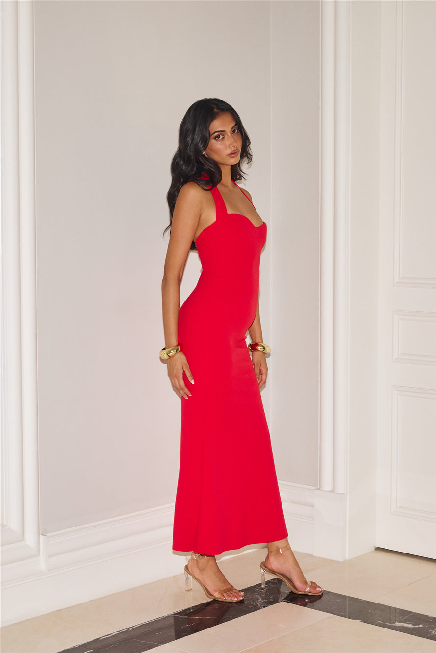 Flickers Of Fantasy Halter Maxi Dress Red