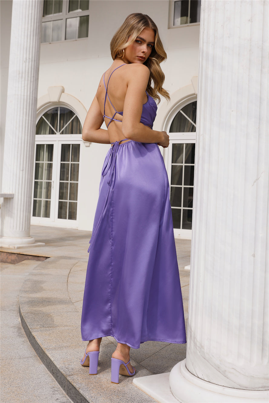Reveal Your Mind Satin Midi Dress Purple