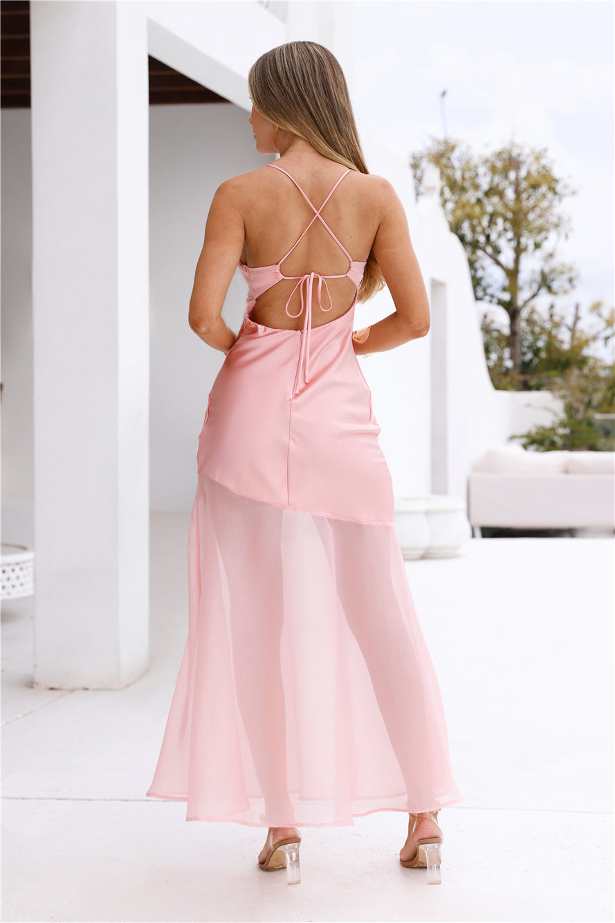 Mirabel Satin Maxi Dress Pink