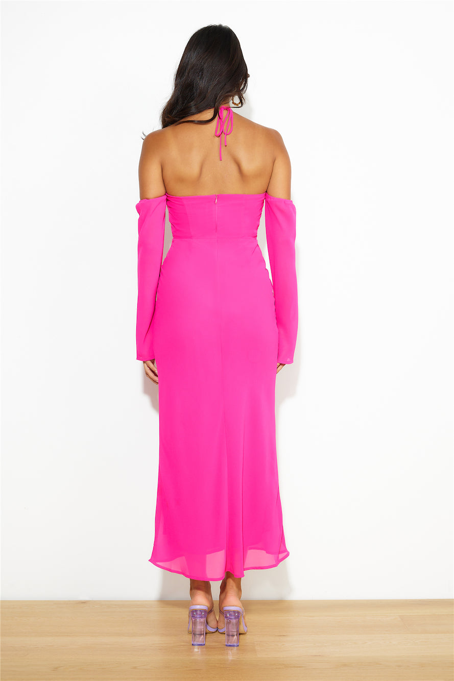 RUNAWAY Desiree Midi Dress Fuchsia