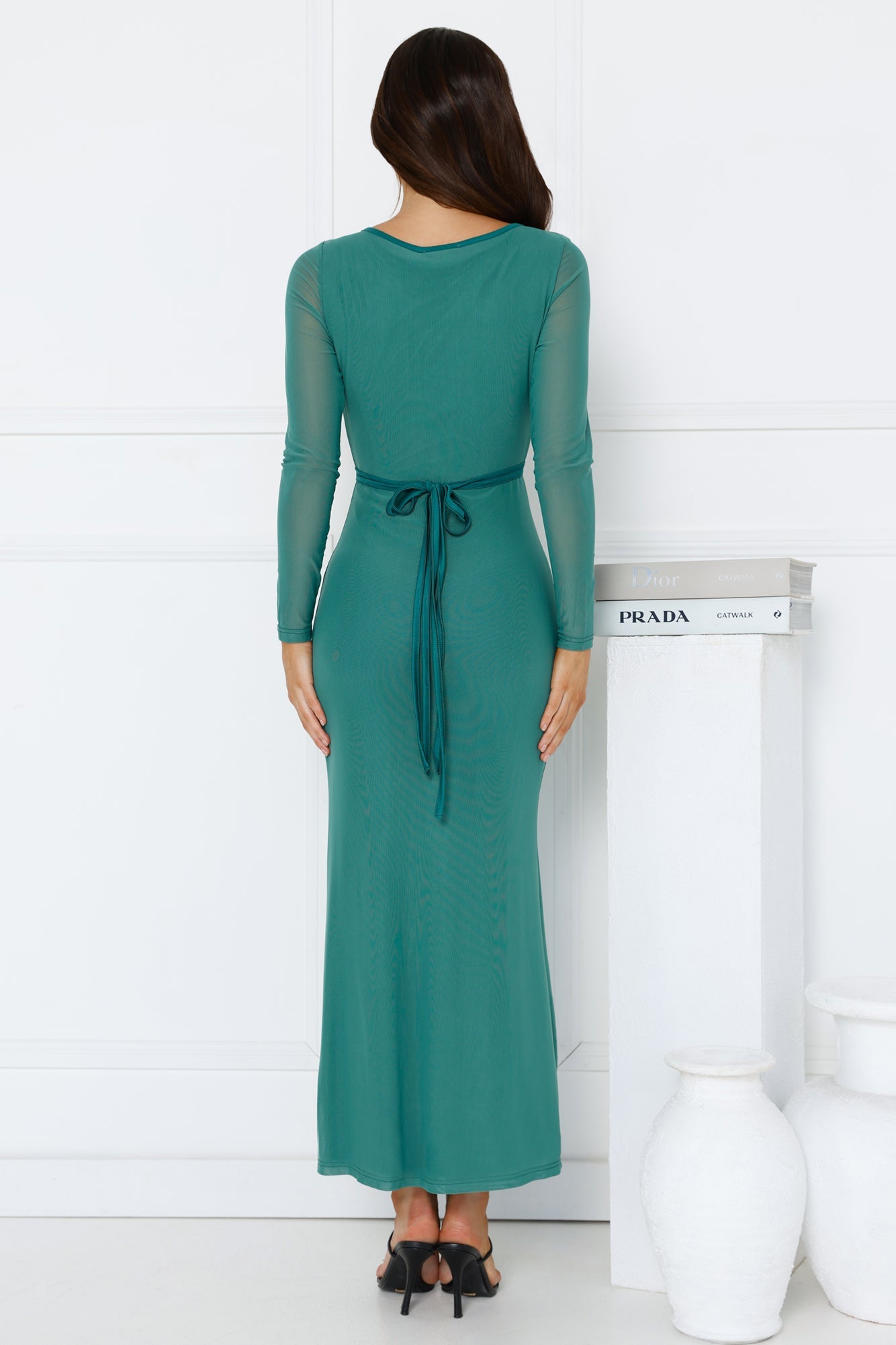 Solange Long Sleeve Maxi Dress Green
