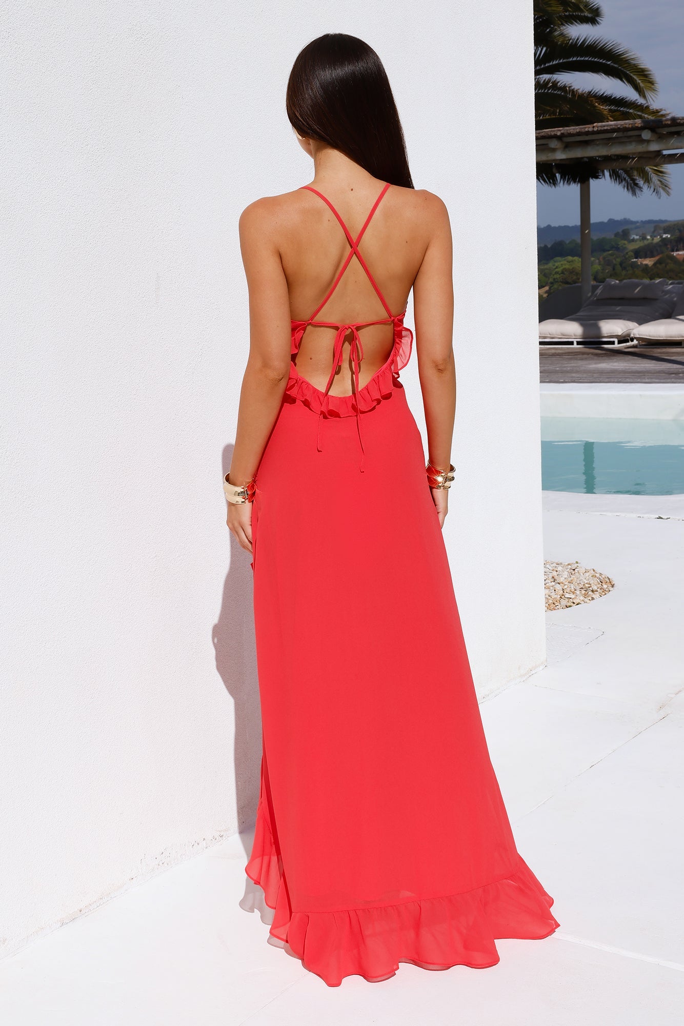 Riviera Sunset Maxi Dress Coral