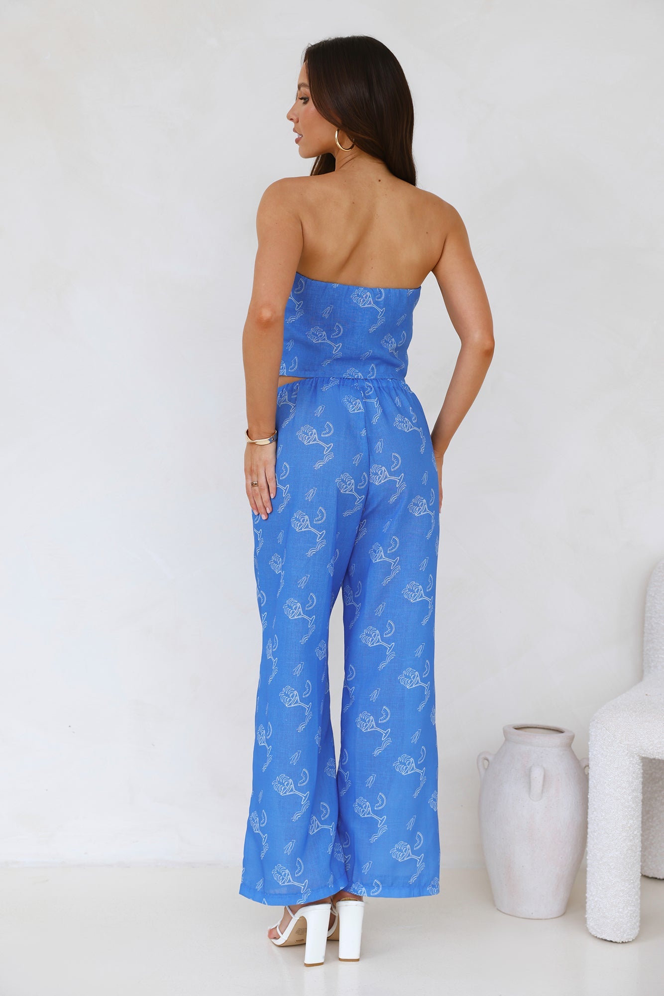 Melon Mix Strapless Crop Top Blue