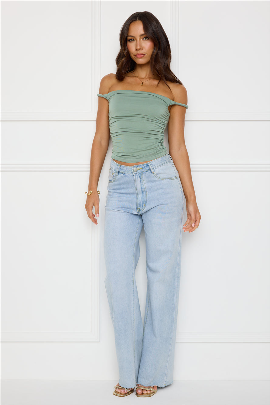 Key Piece Off Shoulder Top Sage