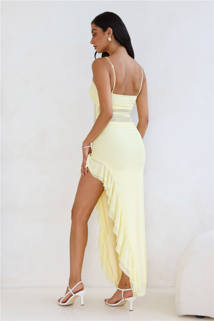 Golden Embrace Mesh Maxi Dress Yellow