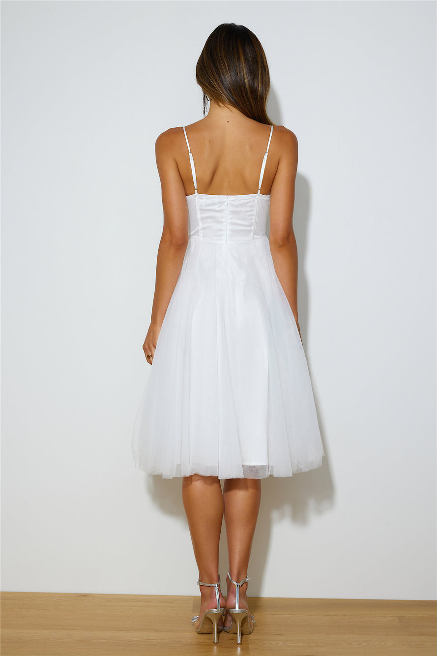 Glam Feeling Tulle Midi Dress White