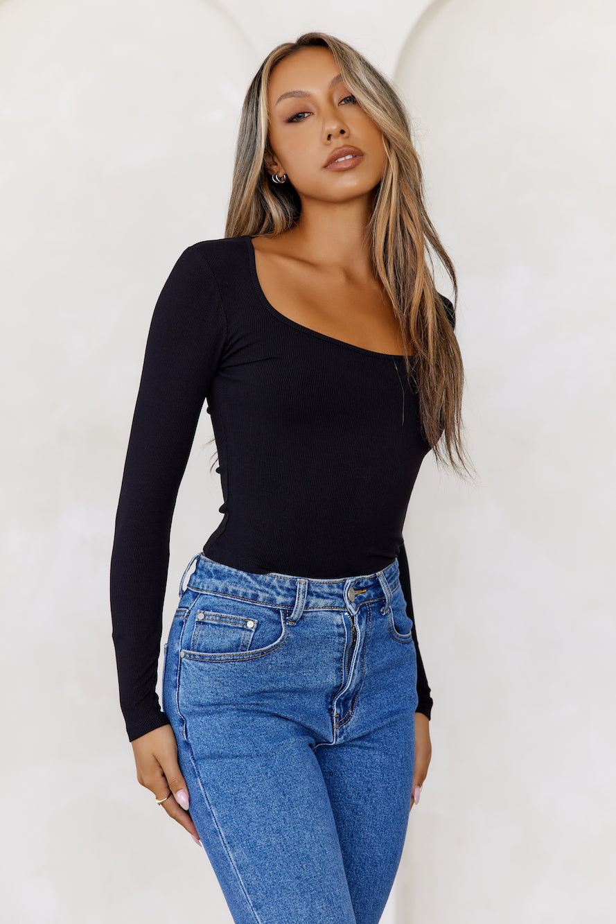 BASE Wear Now Ribbed Long Sleeve Top Black