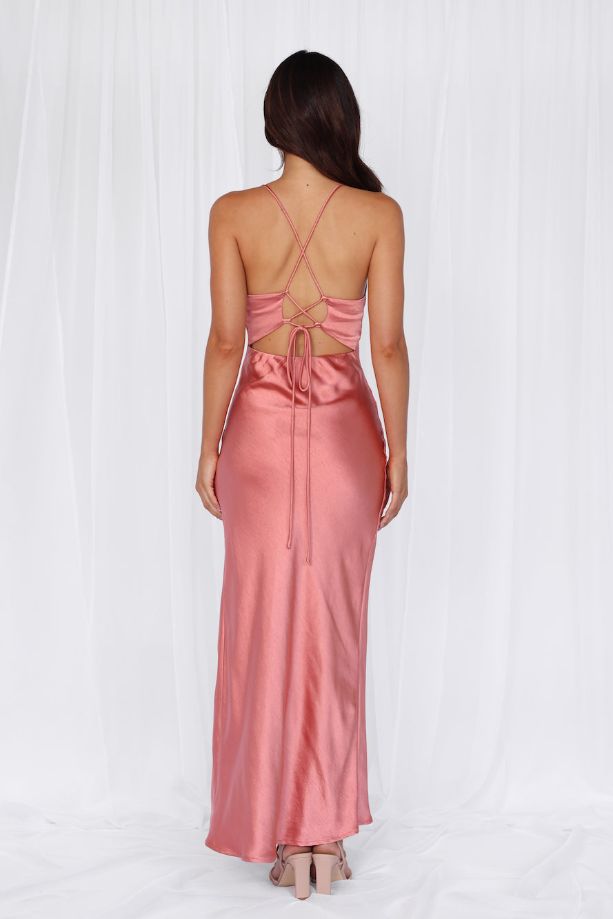 The Sophia Satin Maxi Dress Rose