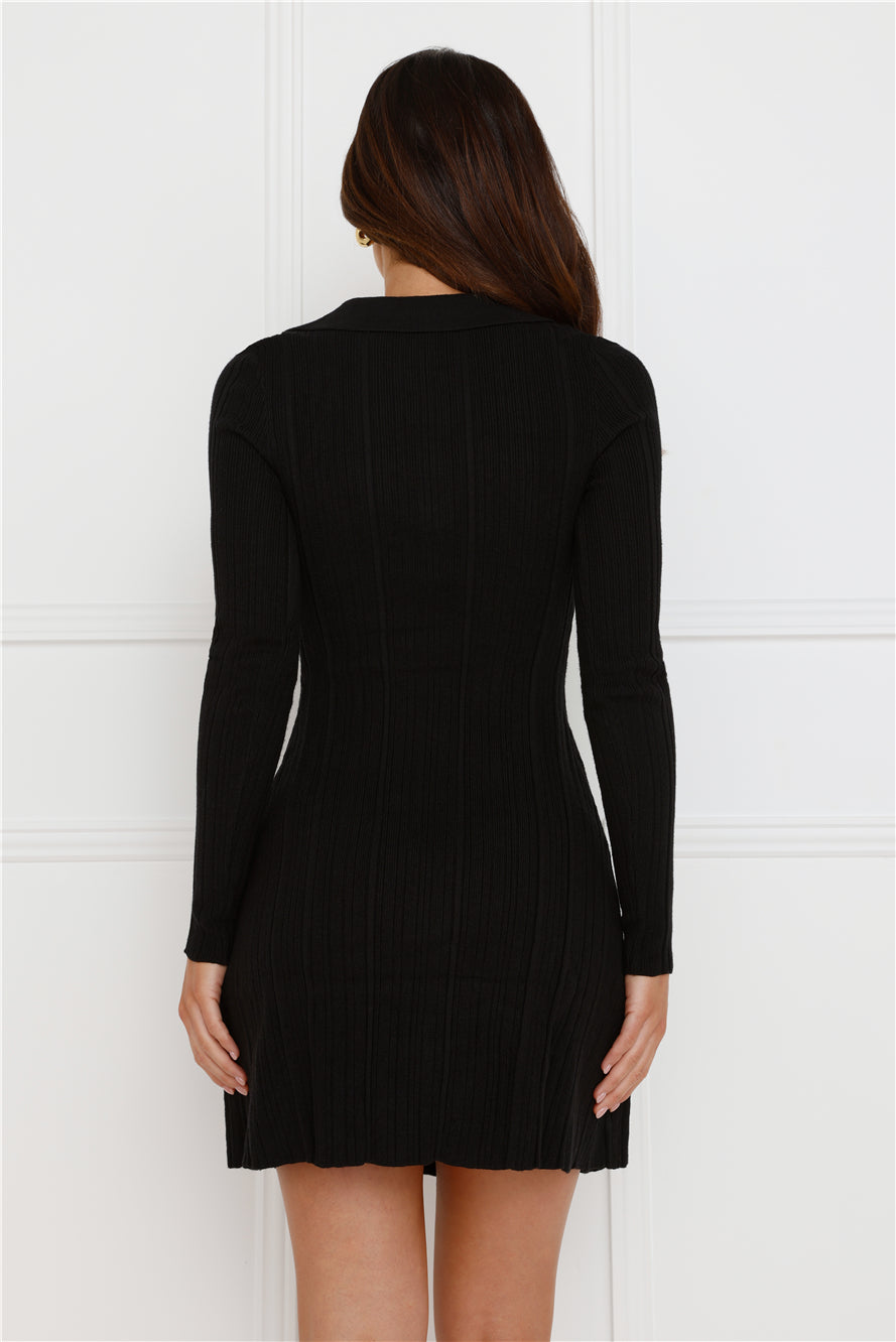 City Strolls Knit Long Sleeve Mini Dress Black