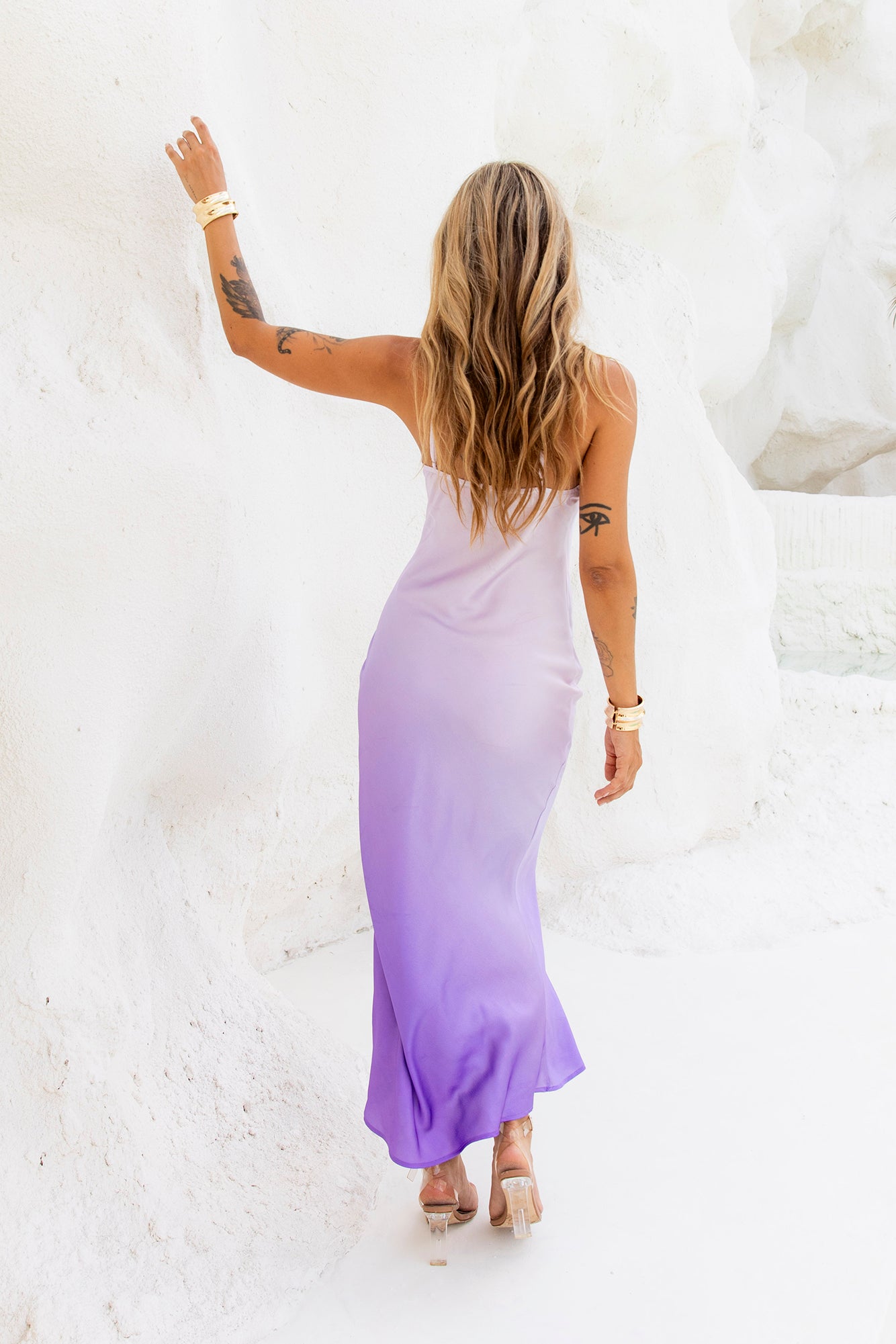 Sapphire Seascape Satin Maxi Dress Lilac