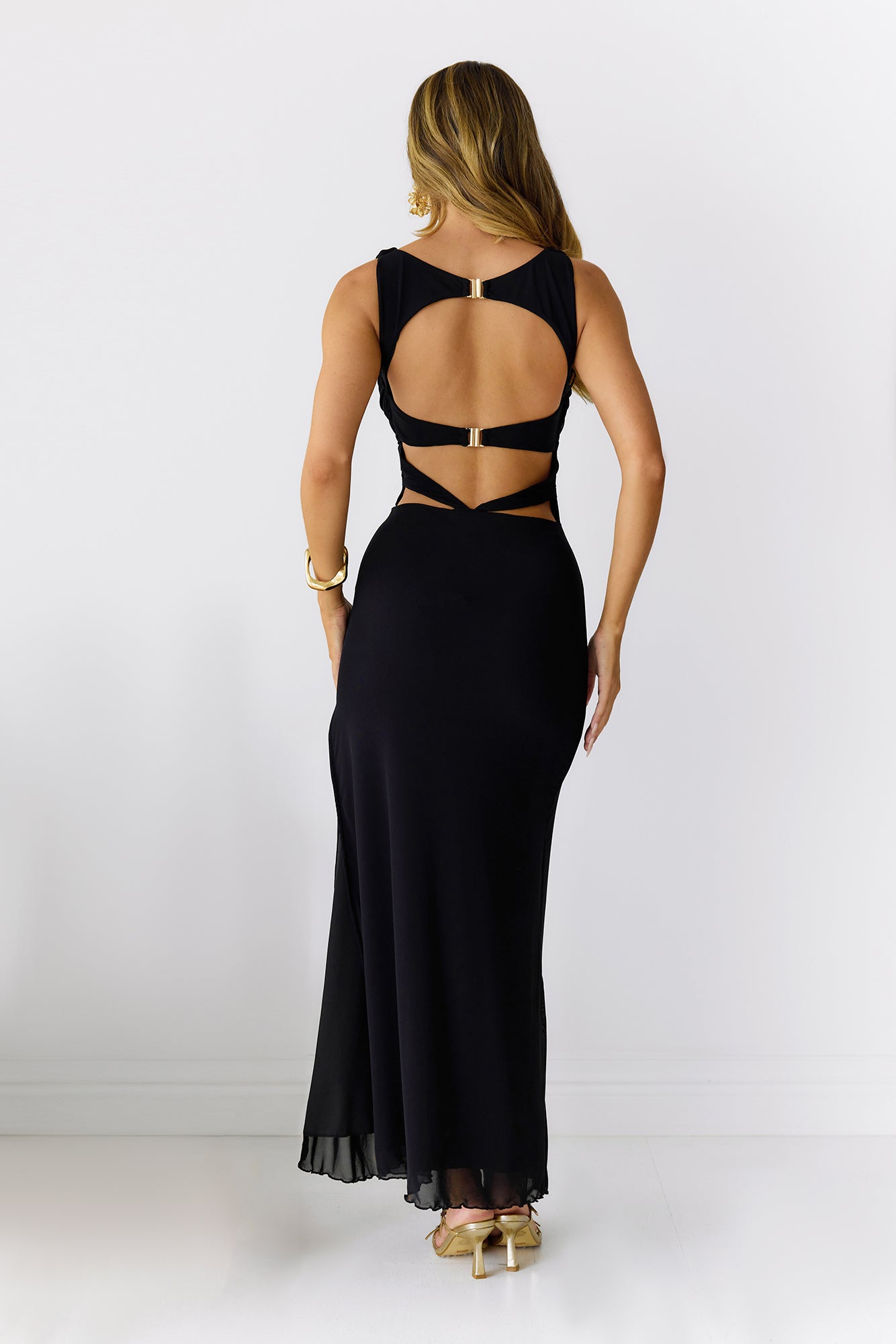 Secret Of The Sun Mesh Maxi Dress Black