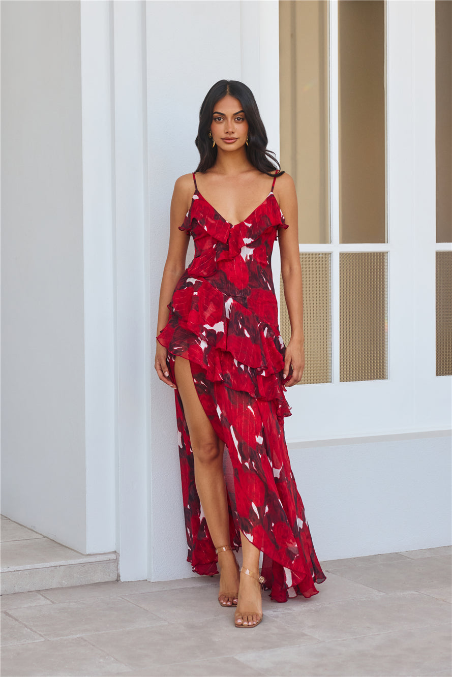 Saffron Breeze Maxi Dress Red