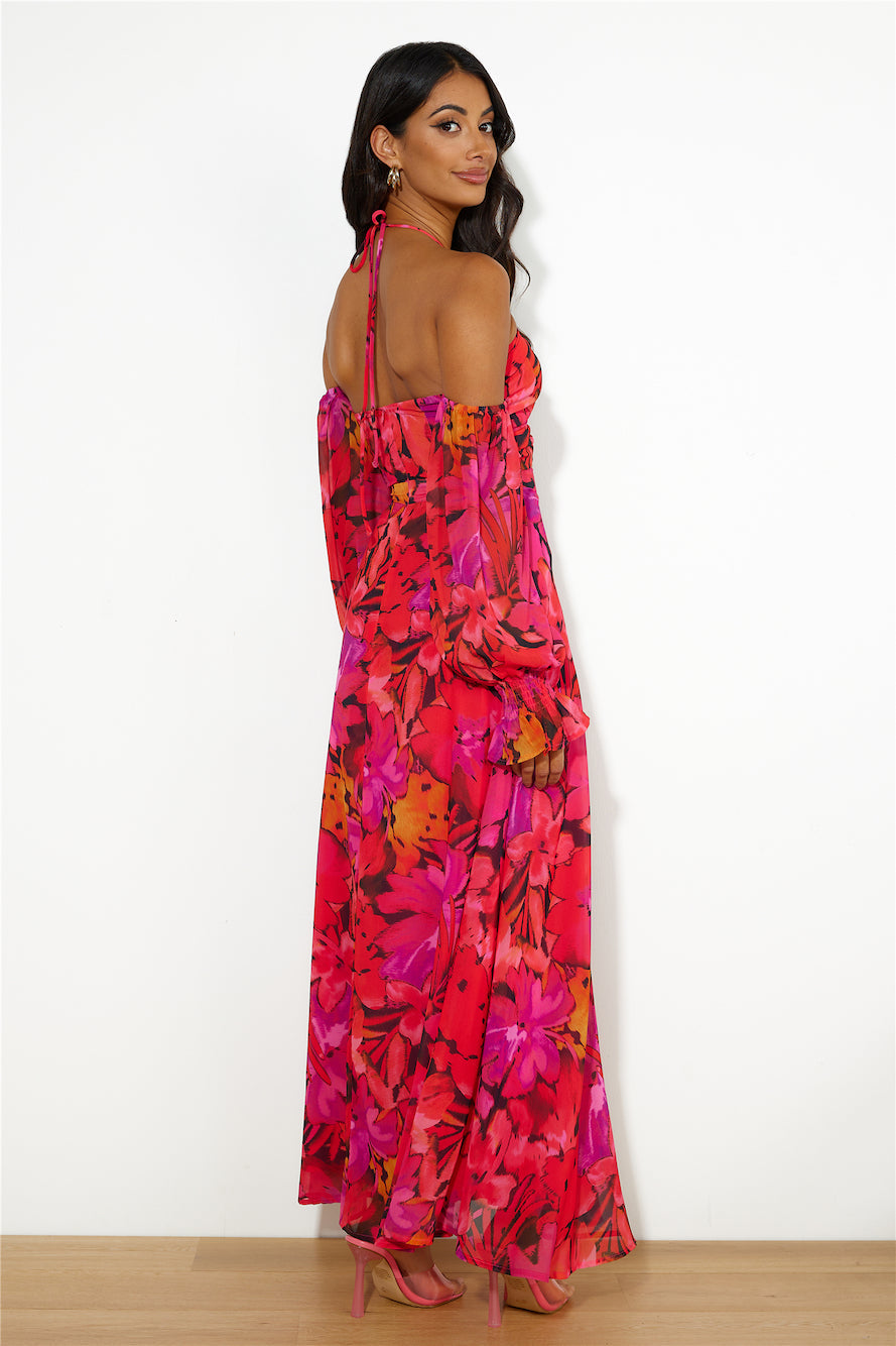 RUNAWAY Karma Maxi Dress Orange Floral