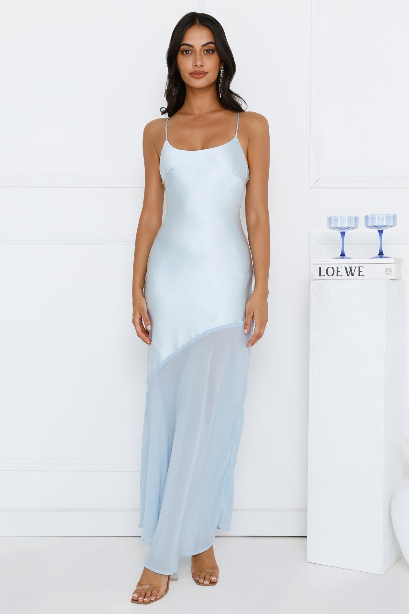 Silky Kiss Satin Maxi Dress Blue