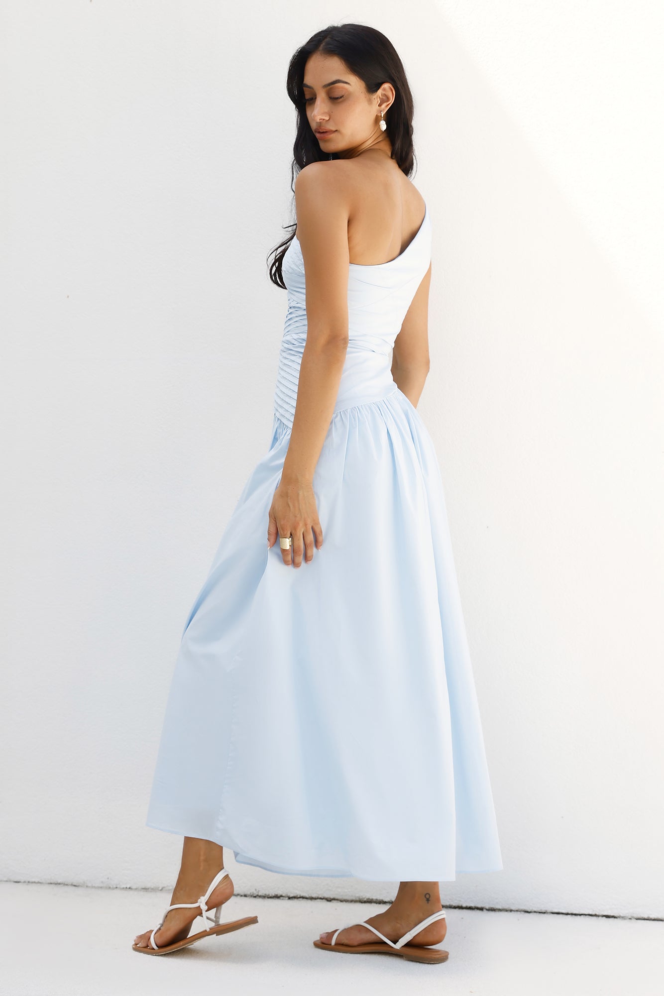 Seashell Moments One Shoulder Maxi Dress Blue