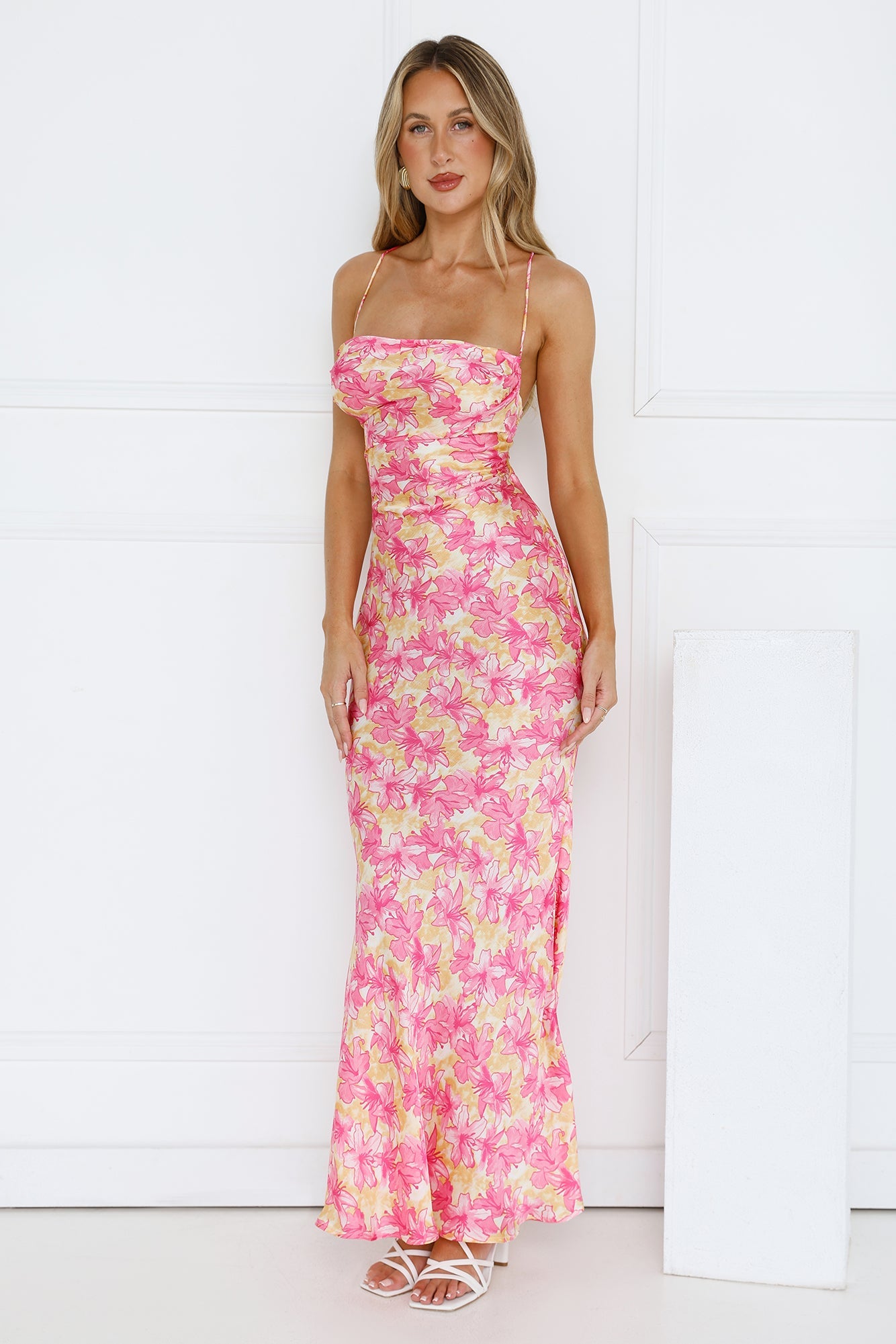 Twilight Tea Parties Satin Maxi Dress Pink