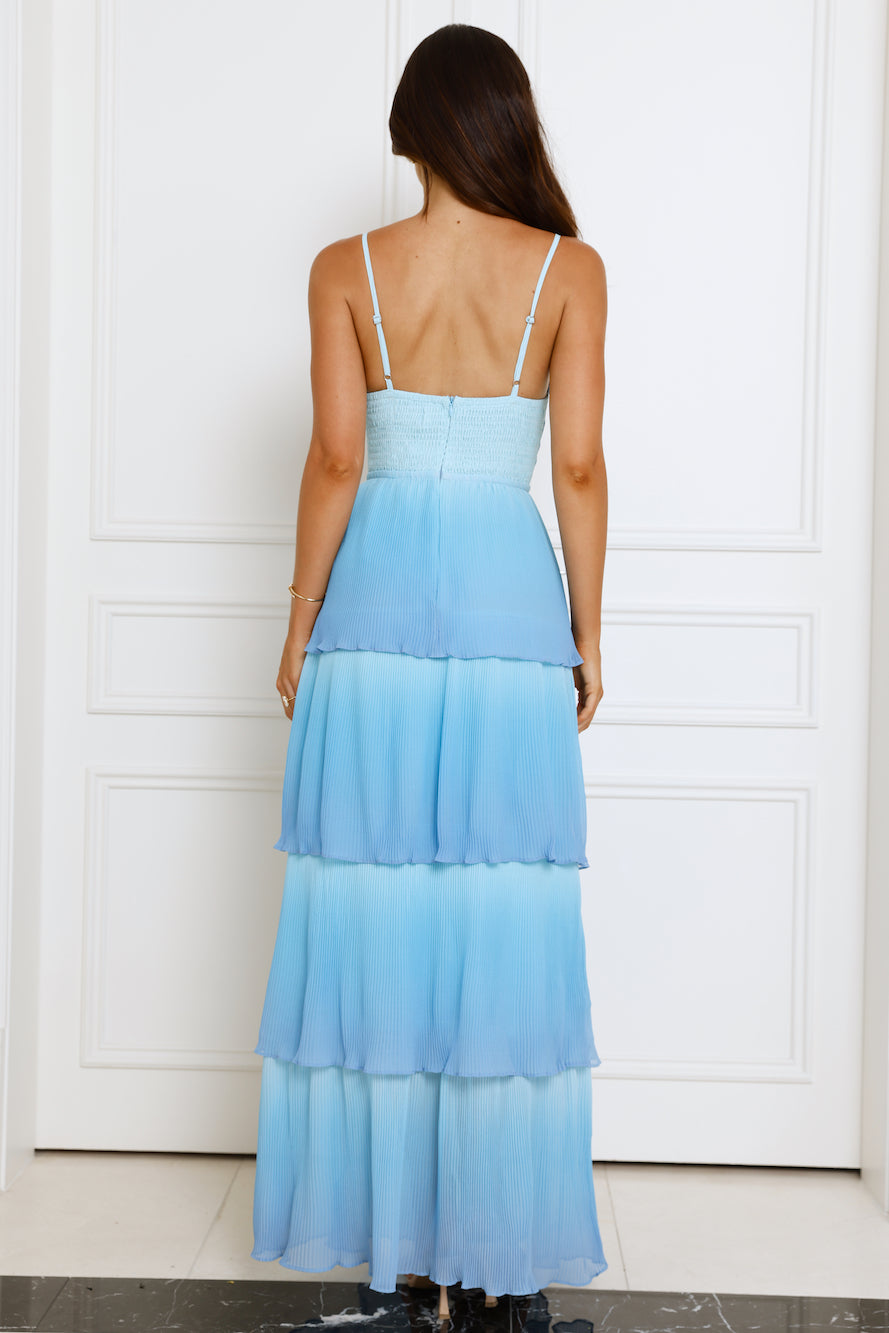 Waves Of Luxury Plisse Maxi Dress Blue Ombre