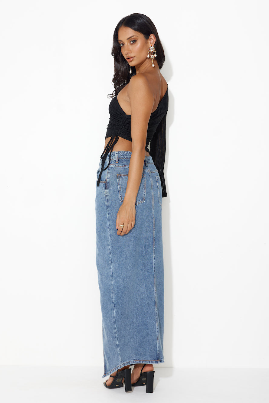 Brunch Groove One Shoulder Top Black