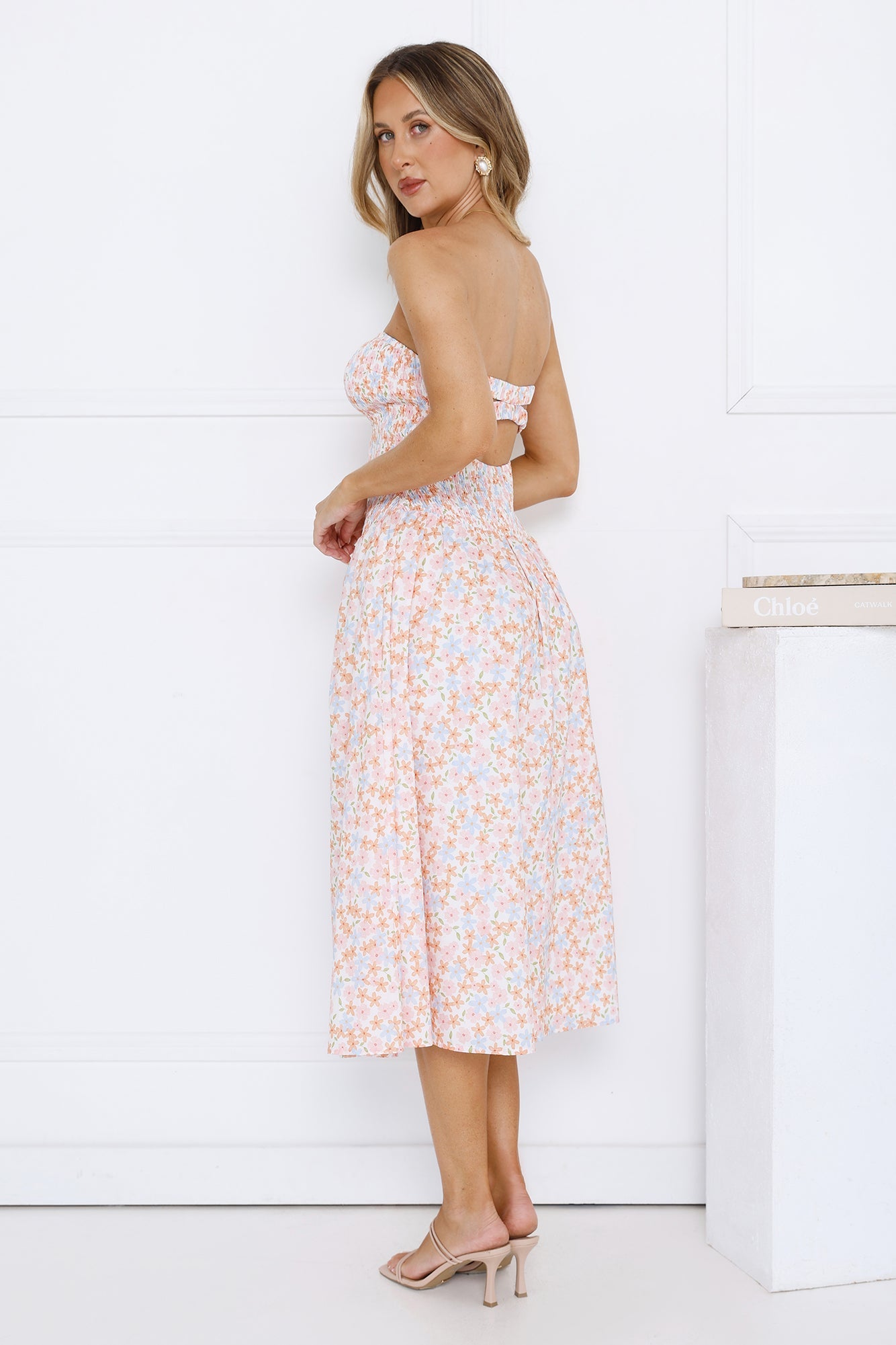Summer Pop Strapless Midi Dress Pink