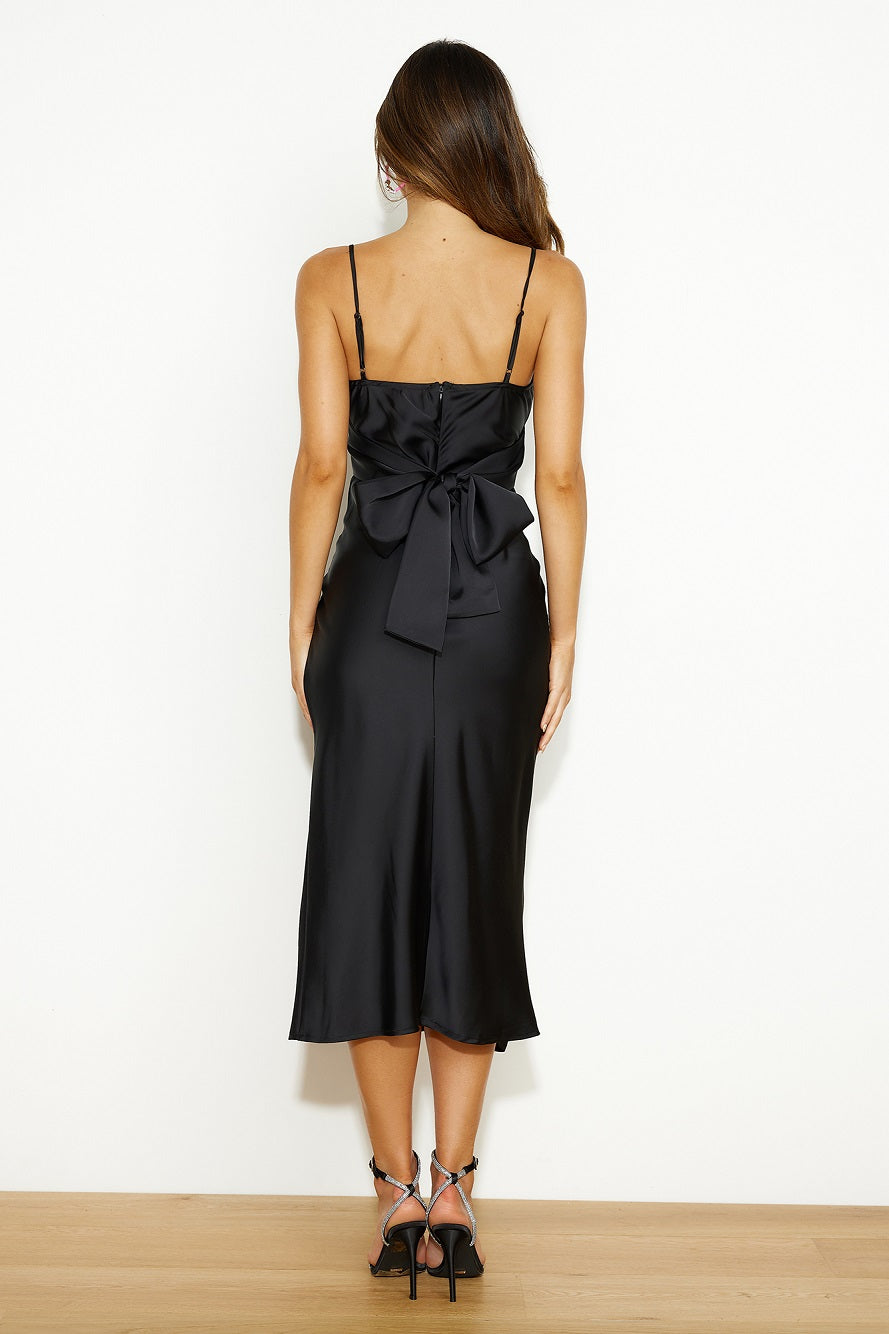 Bottles Of The Finest Satin Midi Dress Black