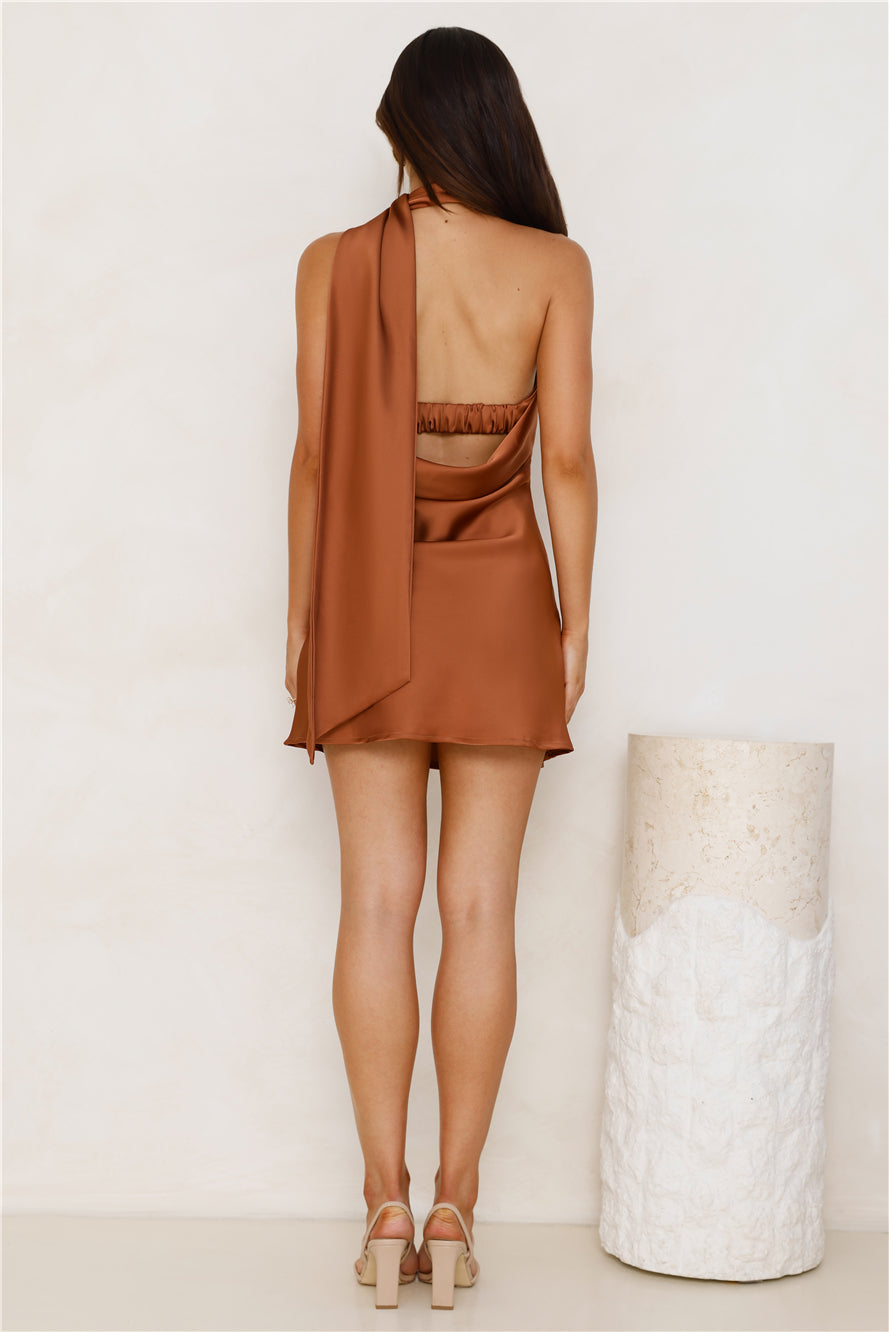 Secret Wishes Satin Mini Dress Bronze
