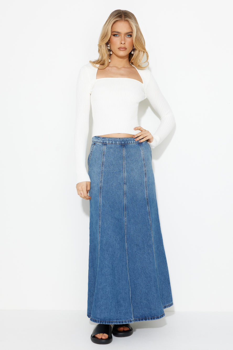 Simply Elevate Ribbed Long Sleeve Top White