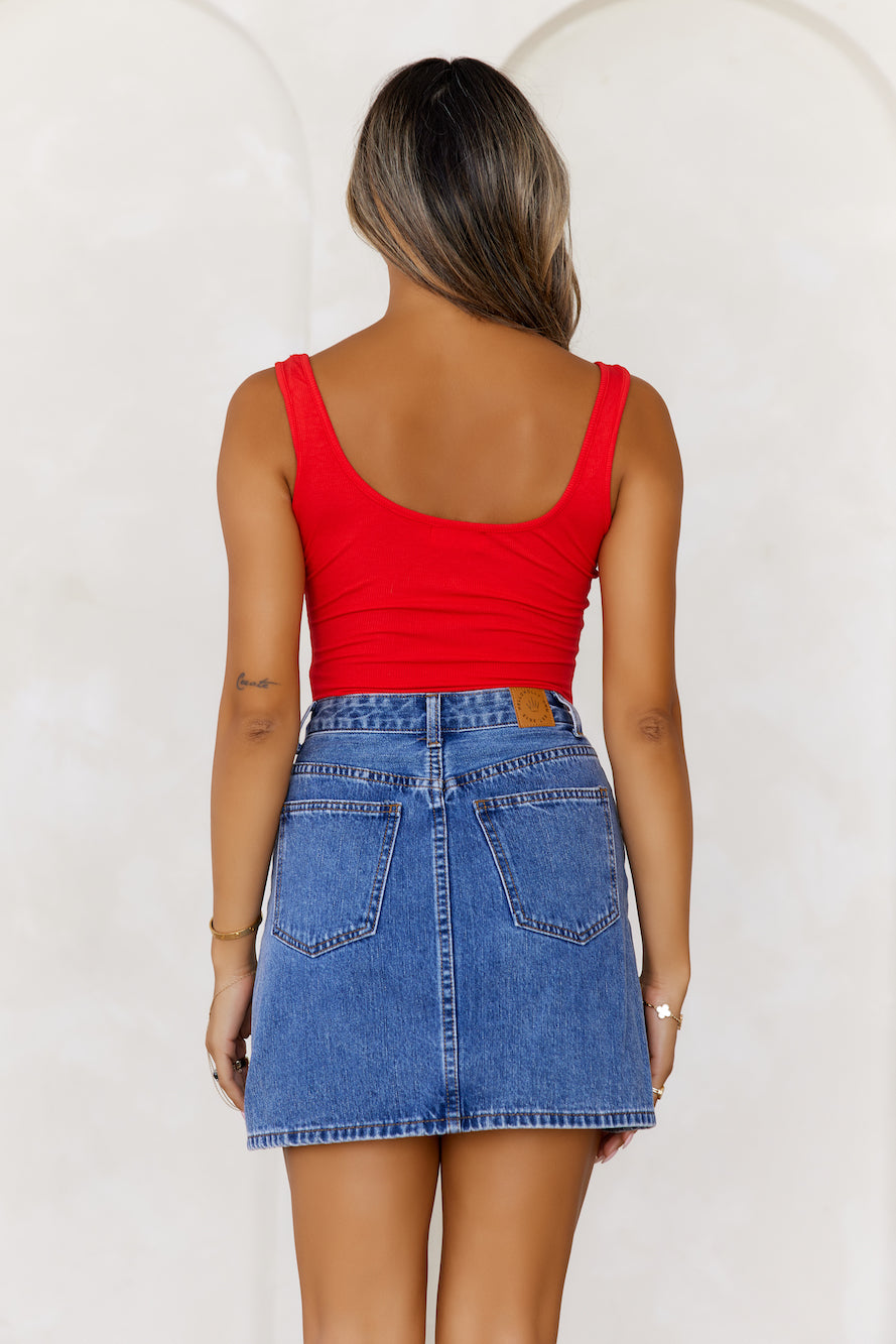 BASE Everyday Staple Ribbed Singlet Top Red