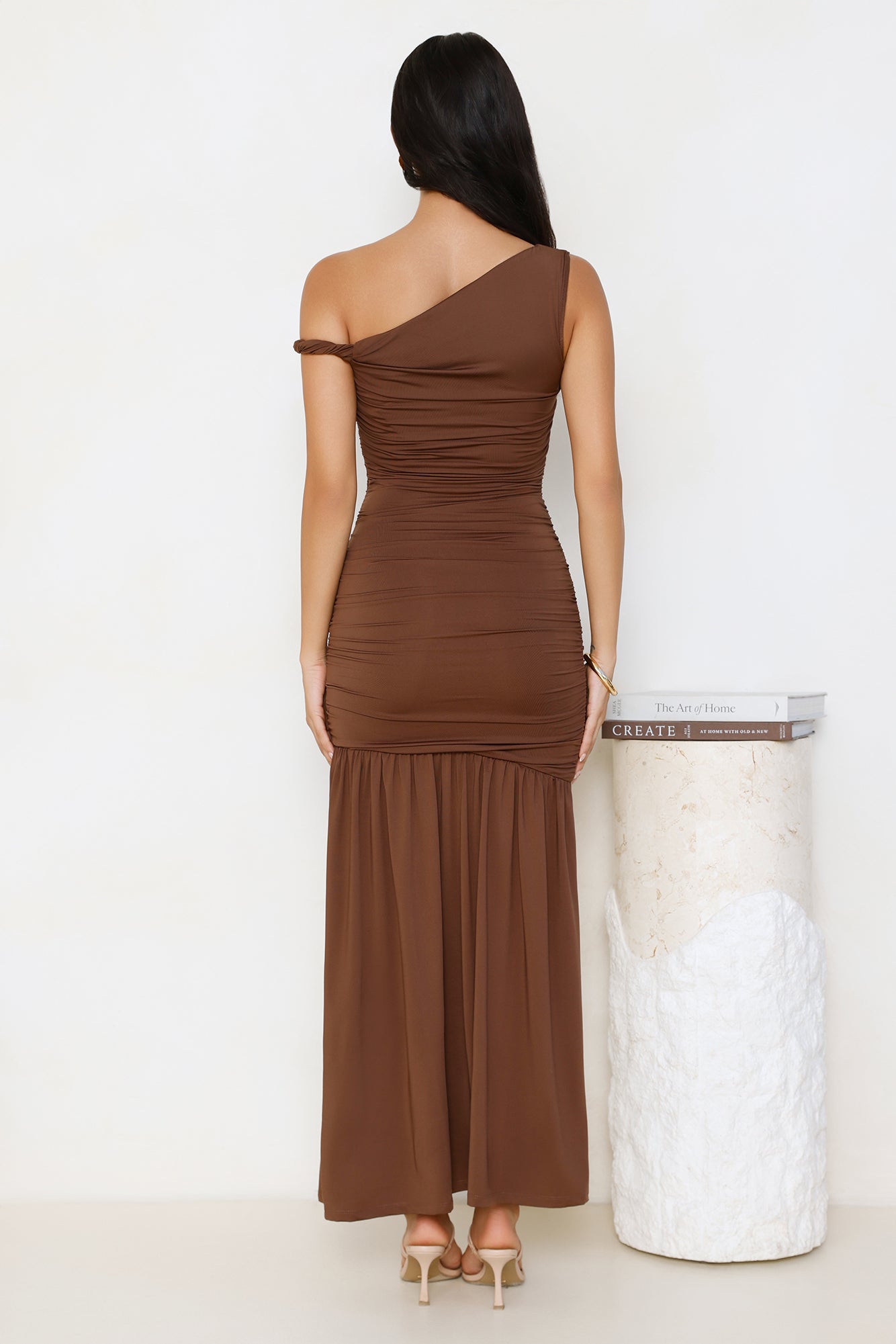 Forever Style Off Shoulder Maxi Dress Chocolate