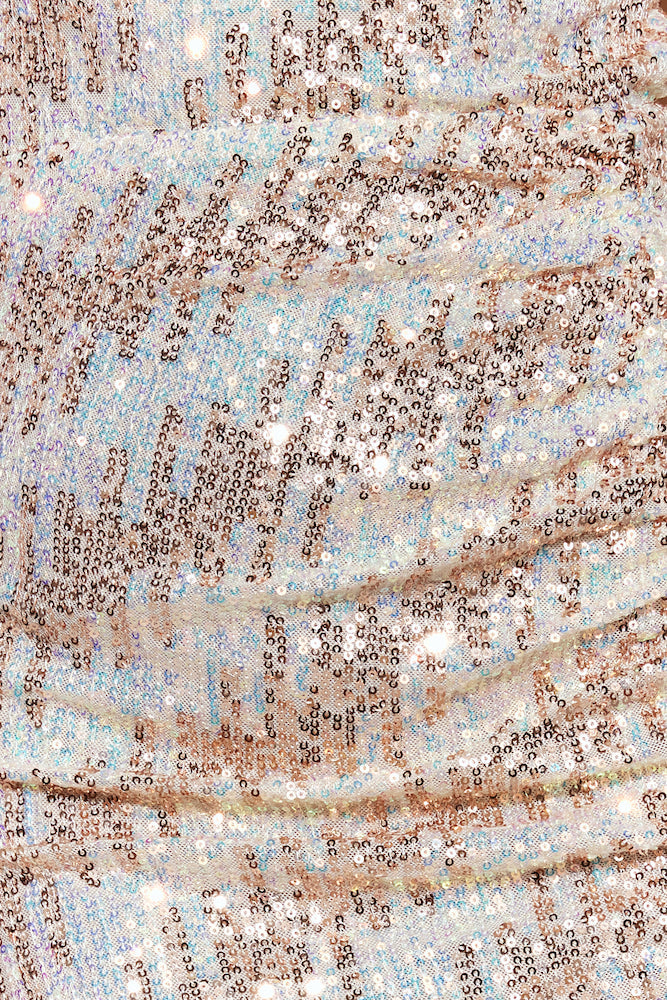 Sparkly Eyes Sequin Midi Dress Champagne