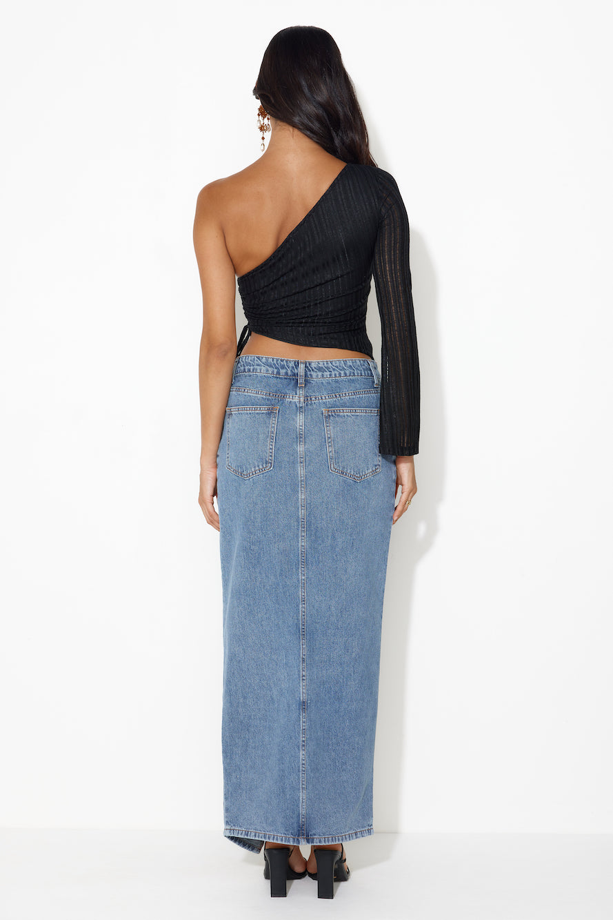 Brunch Groove One Shoulder Top Black