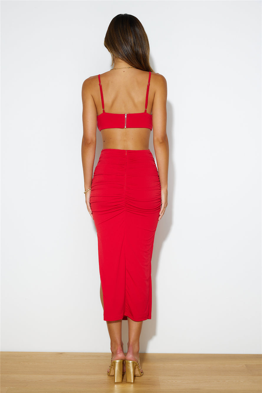 Slay All Day Midi Dress Red