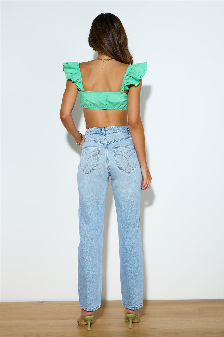HELLO MOLLY Rosy Hearts Crop Top Green