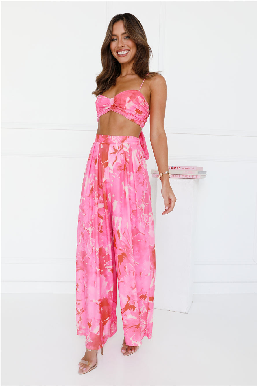 Forest Of Sun Mesh Crop Top Pink