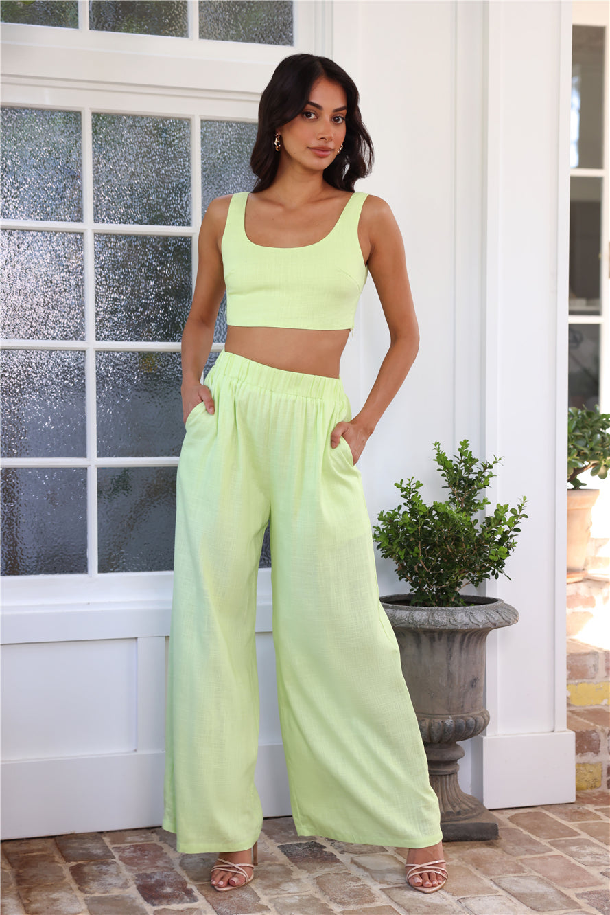 From The Sea Linen Crop Top Yellow
