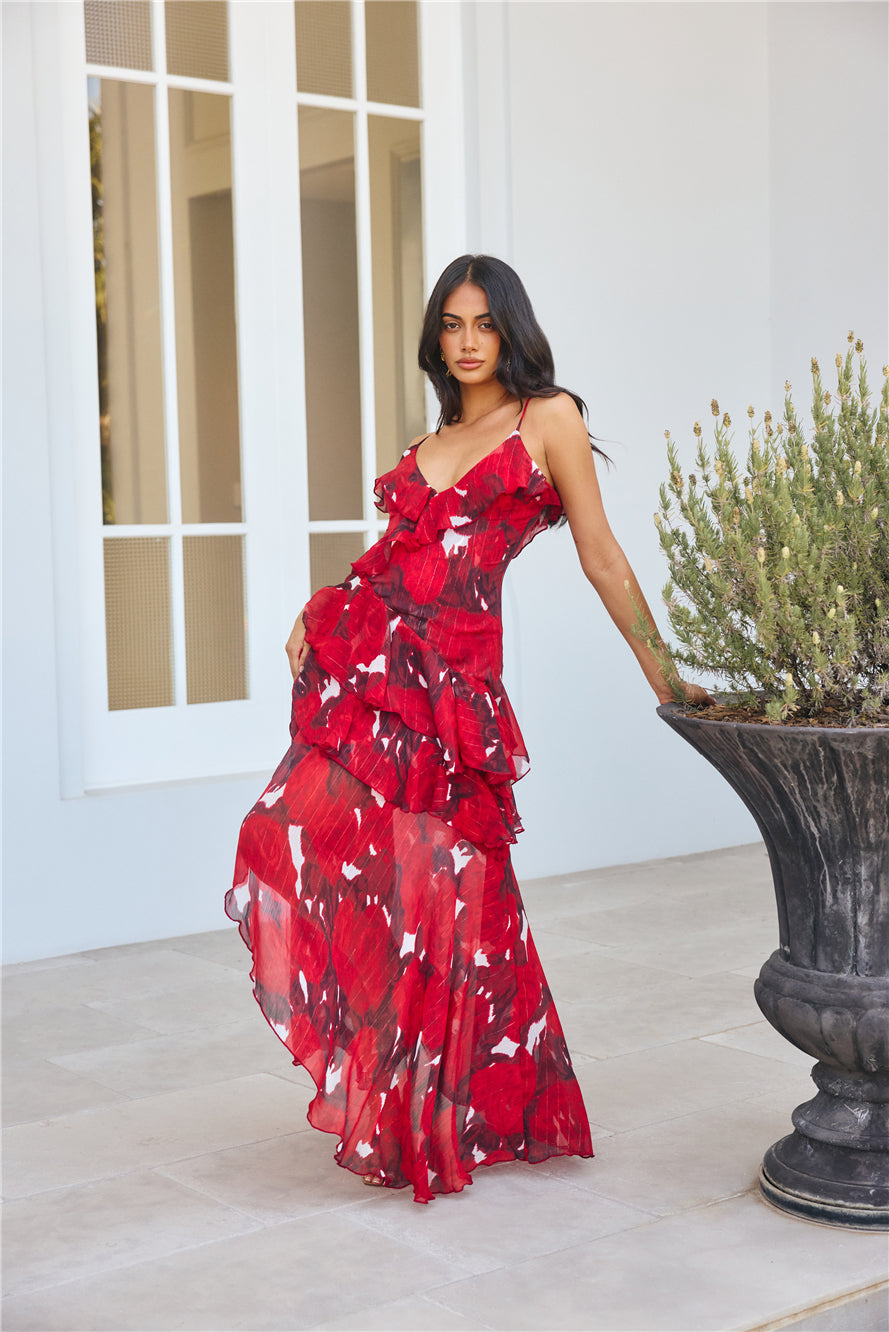 Saffron Breeze Maxi Dress Red