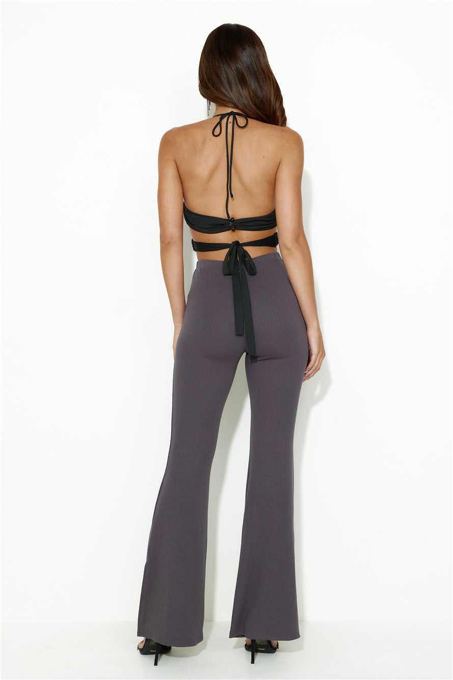 Festival Hours Halter Crop Top Black