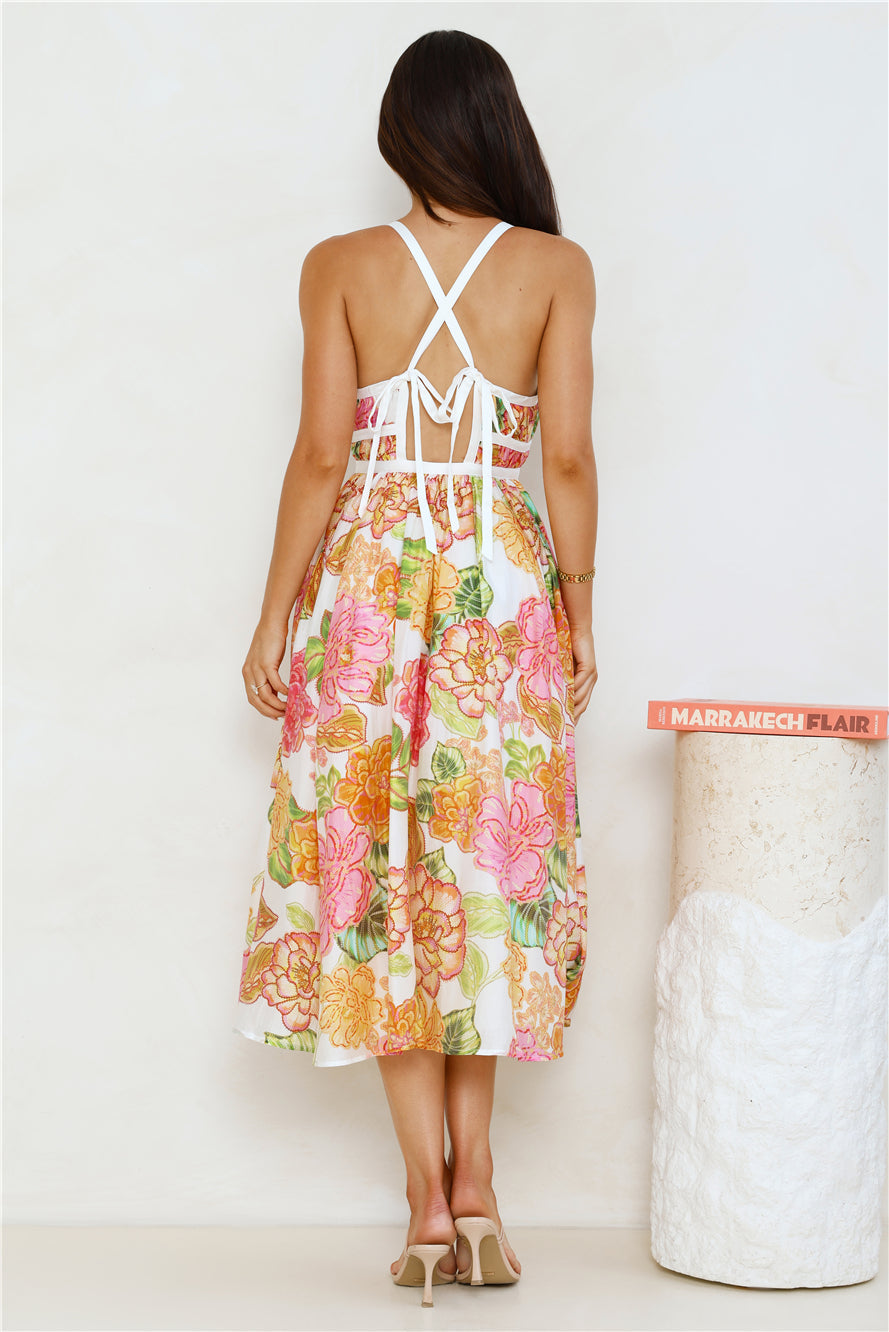 Blooming In The City Midi Dress Orange