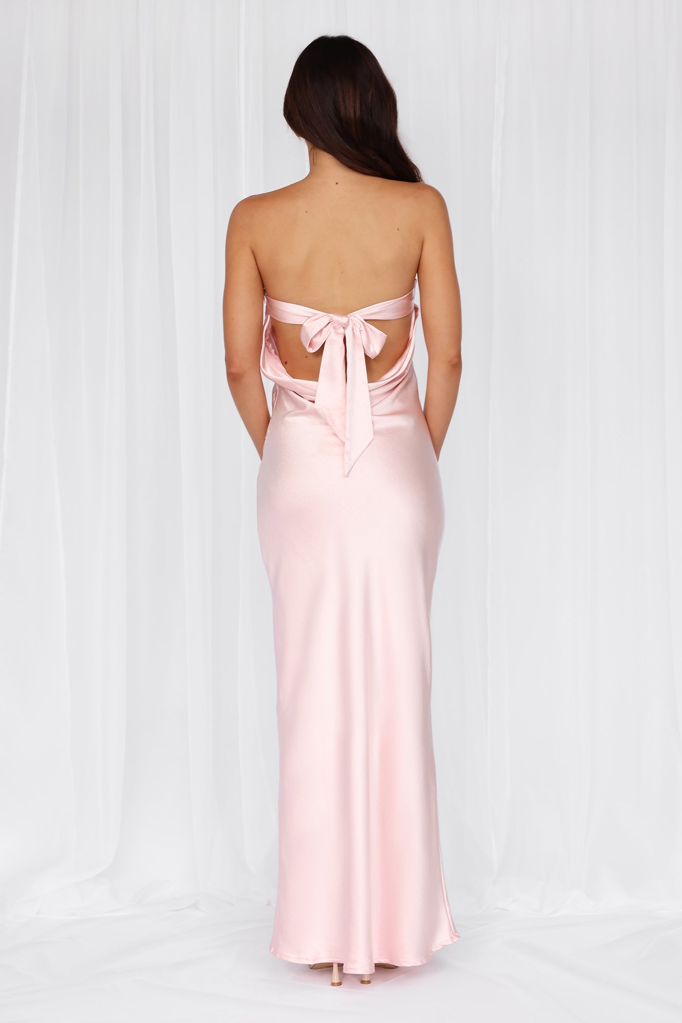 The Felicity Strapless Satin Maxi Dress Pink