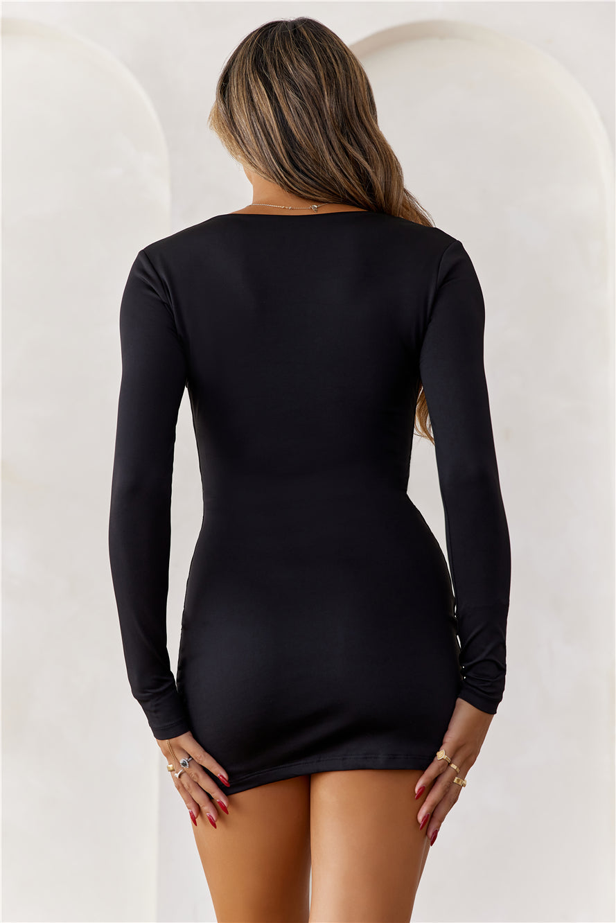 BASE Layer Me Long Sleeve Mini Dress Black