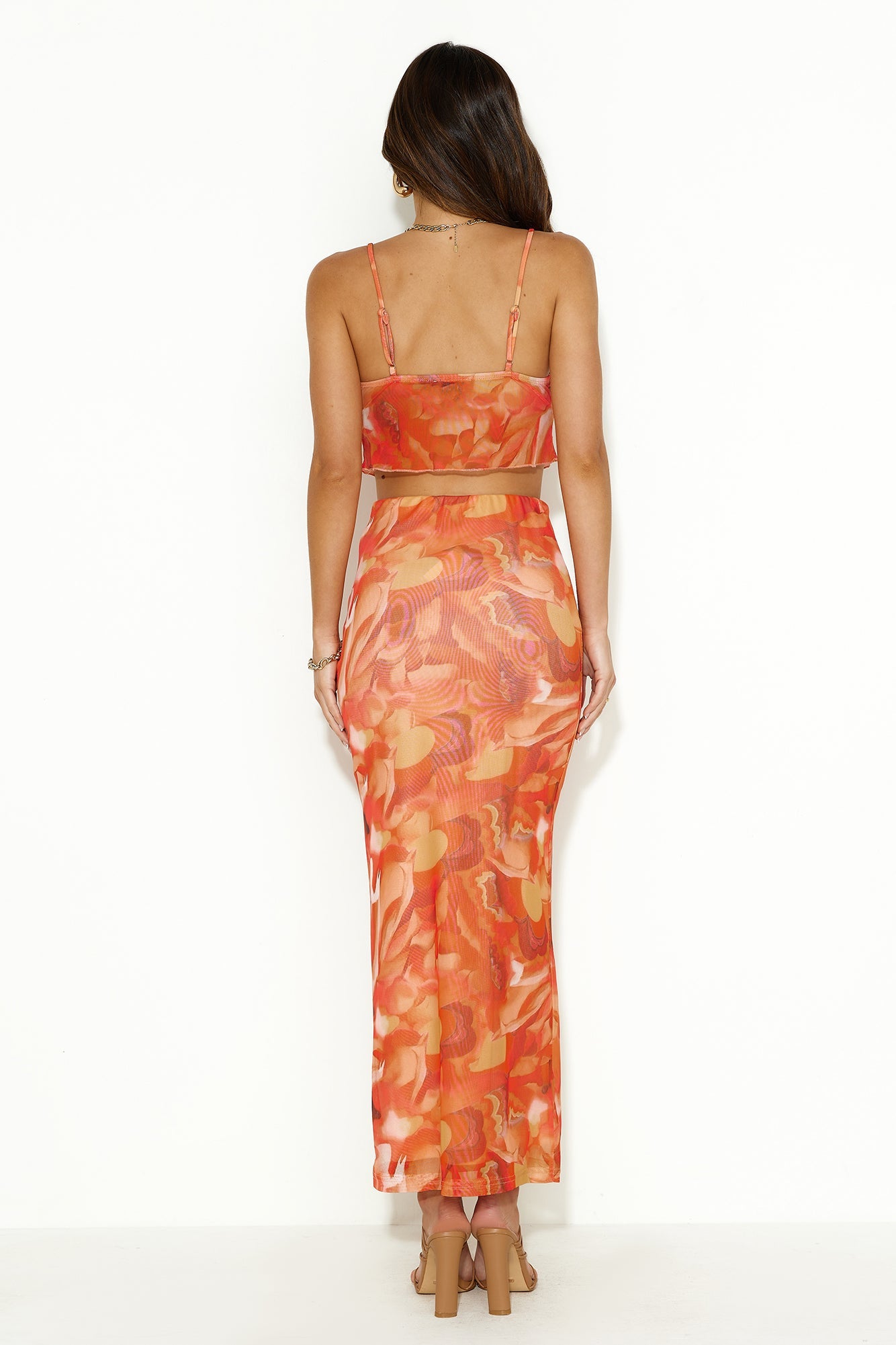 Shopaholic Girl Mesh Maxi Skirt Orange