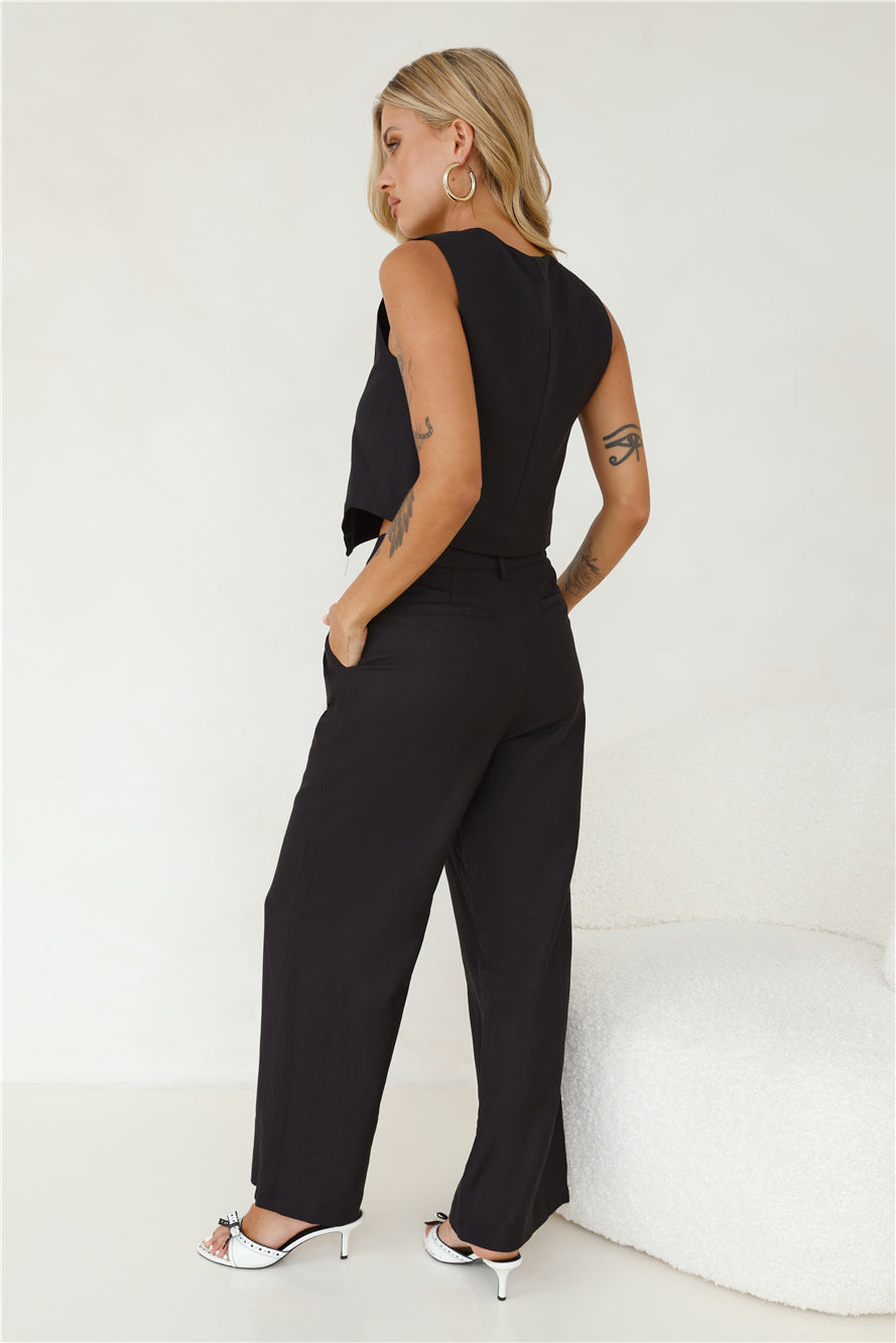 Warmest Island Linen Blend Vest Top Black