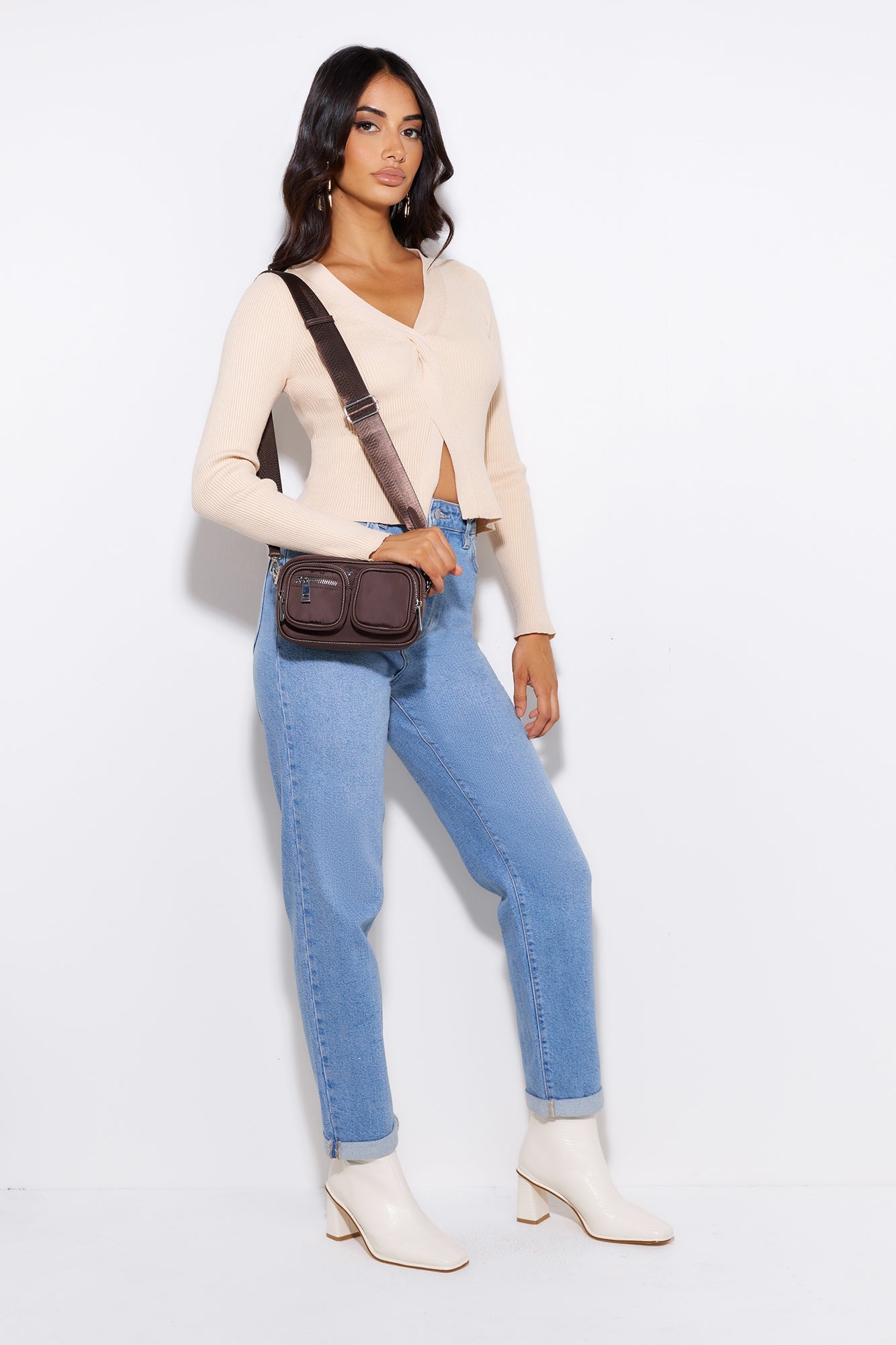 Take Off Ribbed Top Beige