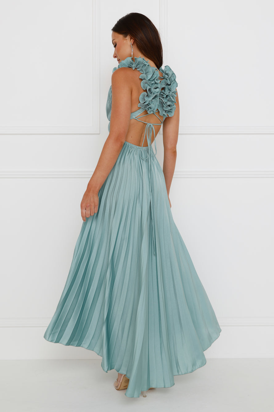 Something Special Satin Midi Dress Sage