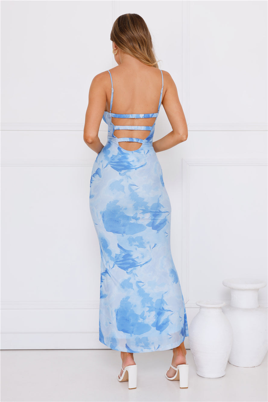 Gracelyn Mesh Maxi Dress Blue