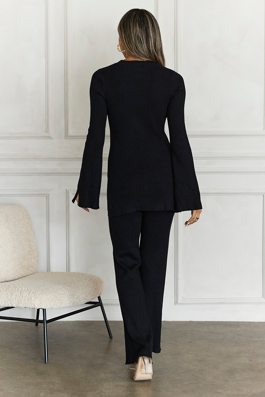 Cozy Holidays Ribbed Pants Black