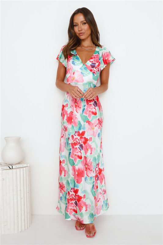 Her Energy Satin Maxi Dress Green
