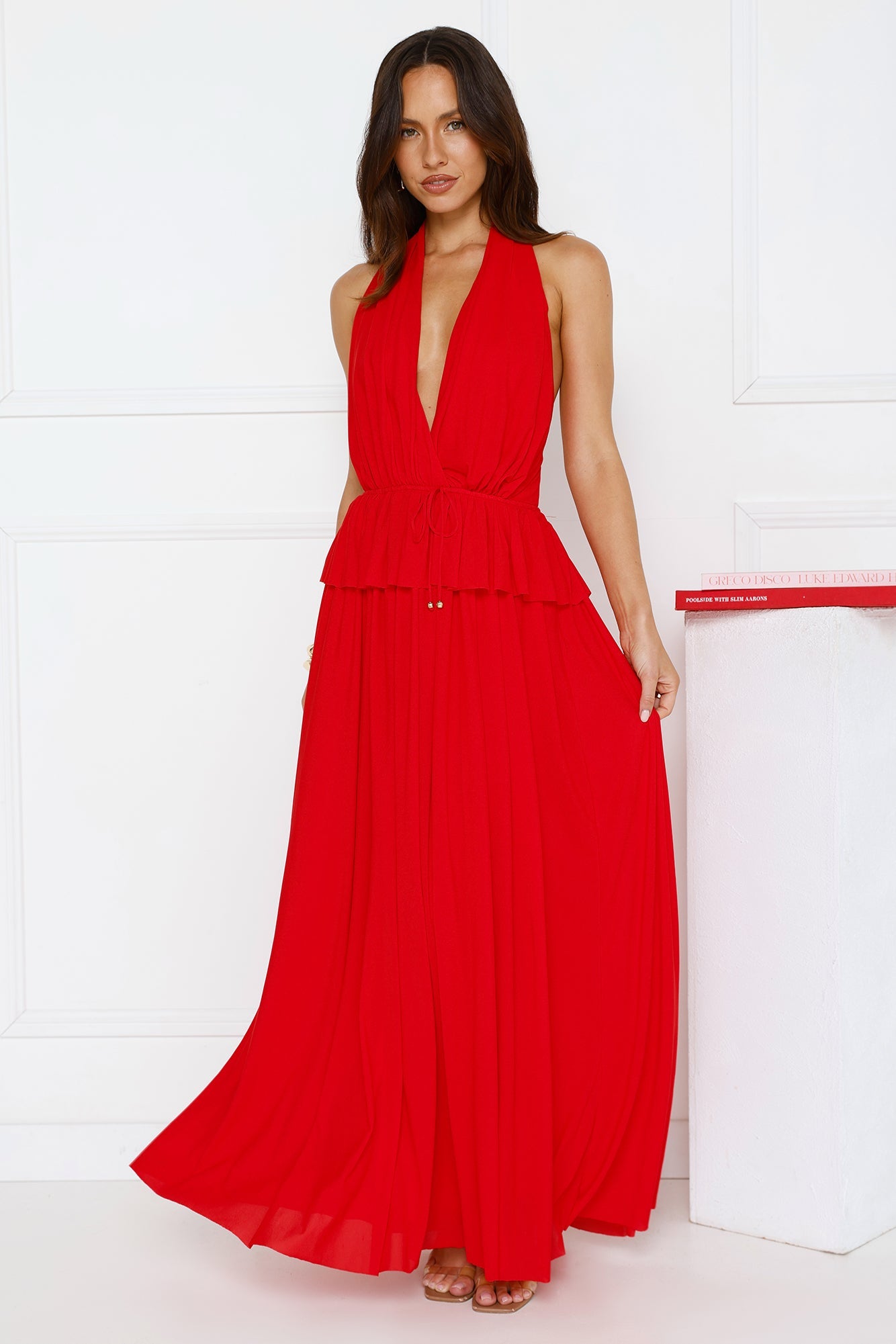 Love From Rosalie Halter Maxi Dress Red