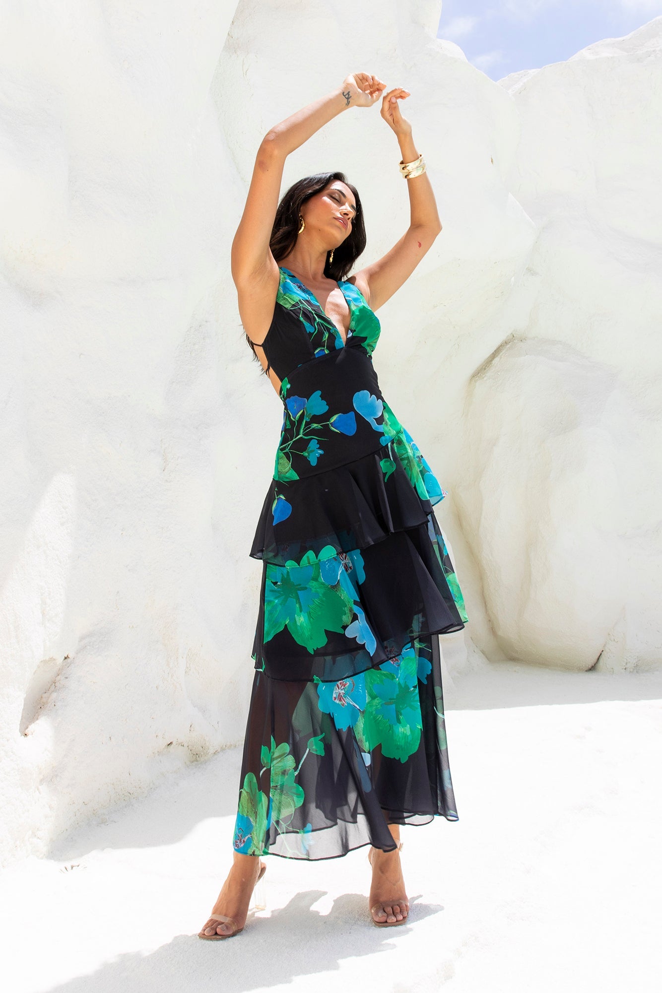 Rosewater Reverie Maxi Dress Black