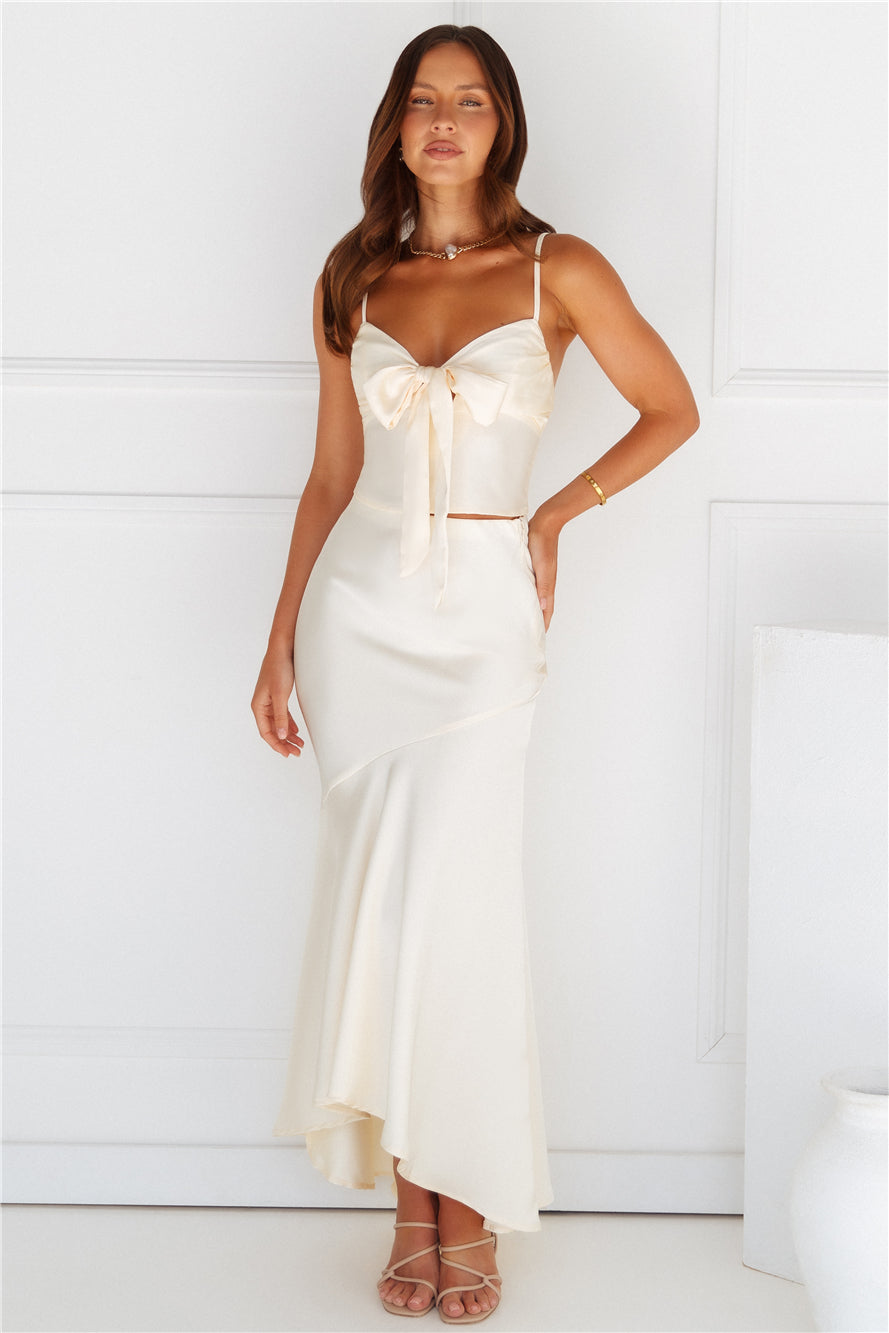Lit From Within Satin Maxi Skirt Butter
